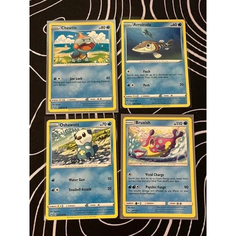 4 Pokemon Water Element Character cards